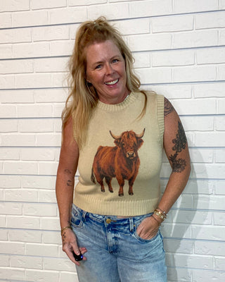 Western Sweater Vest | Highland Cow