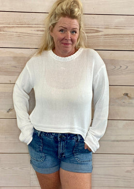 Emerson Cropped Sweater in White