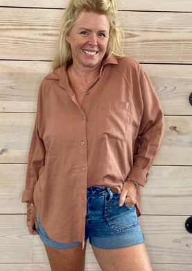 Perfect Linen Top in Mocha Mousse