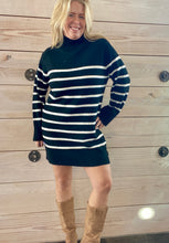 Load image into Gallery viewer, Black and white stripe sweater dress