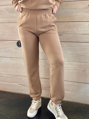 Tan quilted joggers