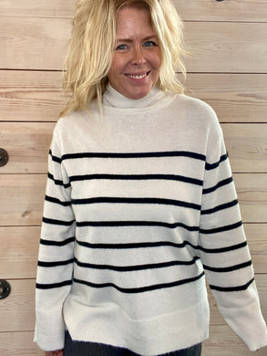 black and white striped long sweater