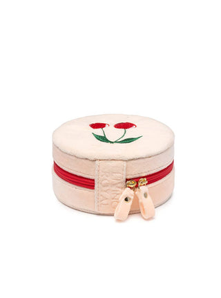 Cherries Velvet Jewelry Zip Case / Organizer
