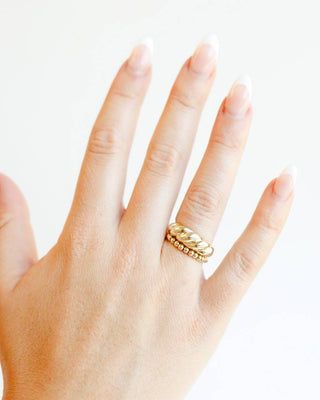Ella Beaded Band Ring in Gold