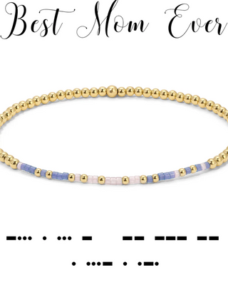 gold beaded morse code bracelet