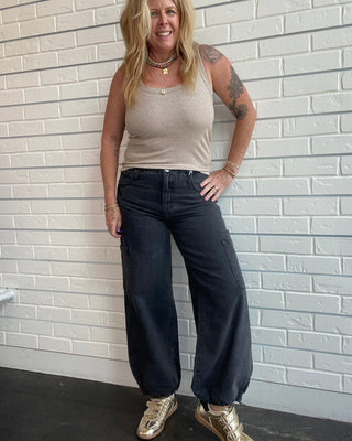 Eclipse Mirage mid rise cargo jeans in vintage-inspired dark wash