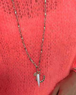 long gold charm necklace