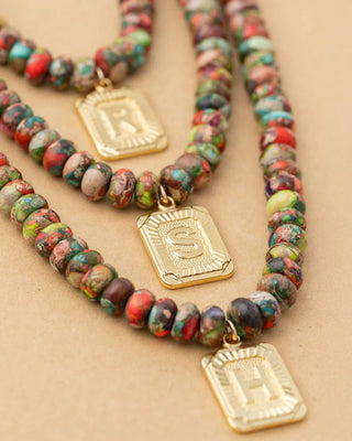 Watercolor Initial Card Necklace