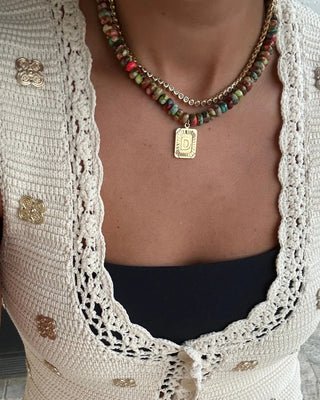 Watercolor Initial Card Necklace