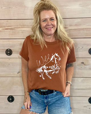 Wild Horses Retro Sketch Graphic Tee