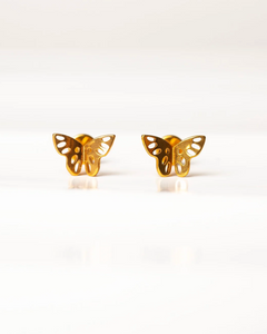 Gaia Titanium Floating Butterfly Flat Back Earrings