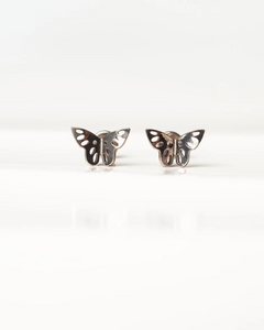 Gaia Titanium Floating Butterfly Flat Back Earrings