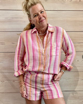 Saturdays Striped Gauze Shirt