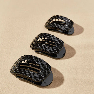 Flat Round Quilted Hair Clip | Medium