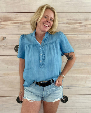Chambray Button Down Top