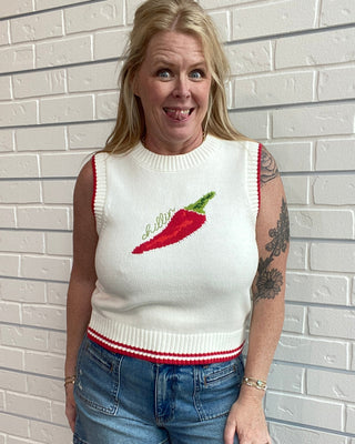 chili pepper sweater vest