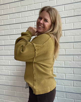 oversized mustard thermal top