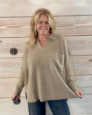 Noa Collared Sweater – Beige