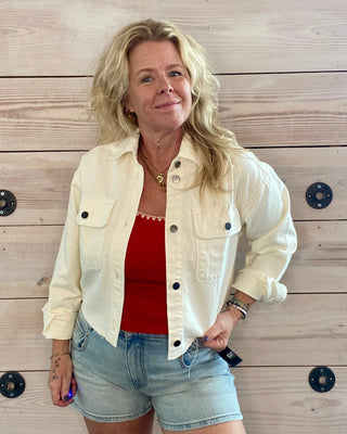 Cream Drop Shoulder Jacket