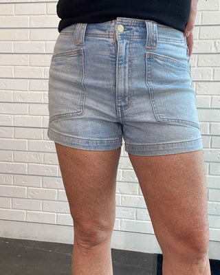 Daze Valley Girl High Rise Patch Pocket Shorts in RomCom