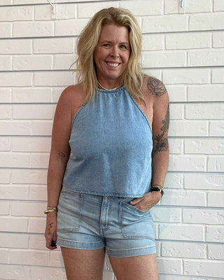 Tulip Halter Top in Coastal Haze