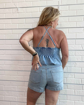 Tulip Halter Top in Coastal Haze