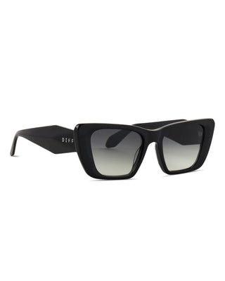 Black sunglasses with gradient lenses on a white background