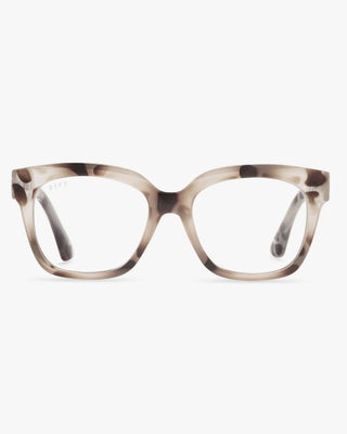 Pair of tortoiseshell glasses on a white background