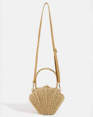 Straw Shell Shape Braided Top Handle Bag: KA