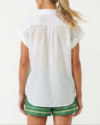 Cotton Short Sleeve Popover Sheer Top