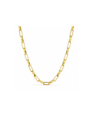 Ellie Vail Julia elongated chain necklace featuring 5mm stainless steel links and an adjustable 16–18 inch length.