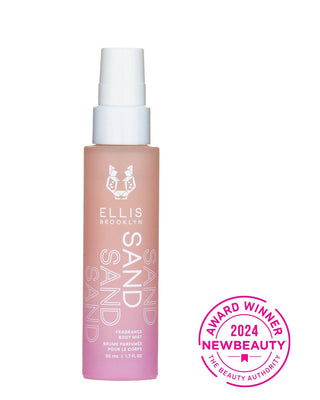 Ellis Brooklyn Sand Body Mist bottle with '2024 NewBeauty Award Winner' badge on a white background