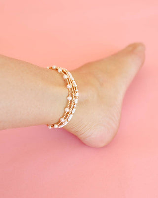 Lolo Pearl Gold Filled Beaded Stretch Anklet