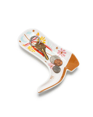 Ceramic Trinket & Jewelry Tray - Cowgirl Boot