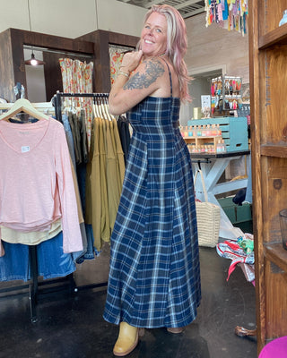 boot and flannel maxi dress picture