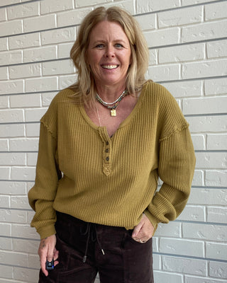 mustard thermal oversized top