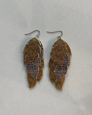 Bling Layered Leaf Earrings