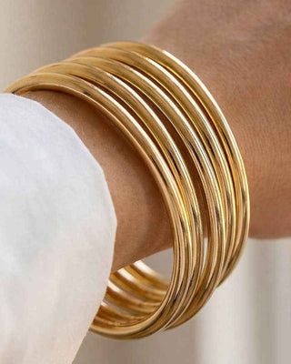 5Pc Metallic Bangle Bracelet Set: GD