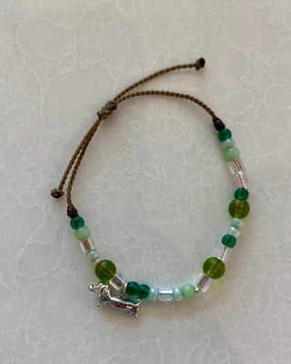 Wiener Dog Charm Sea Glass Bracelet