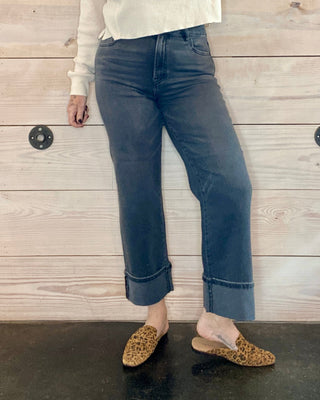 Hidden Jeans Ella Charcoal Wash Wide Cuffed Straight Leg