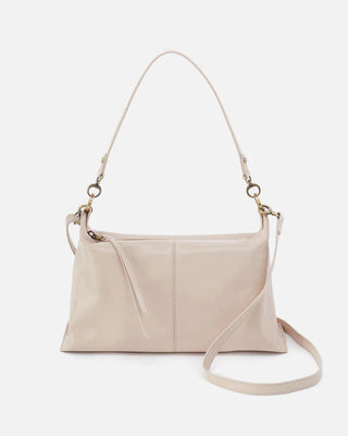Beige handbag with a strap on a white background