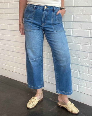 Ashton Dark Wash High Rise Barrel Ankle Jeans