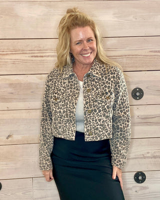 Leopard print crop jacket