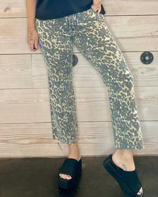 Leopard Print High Rise Ankle Flare Pants Ellipsis Boutique
