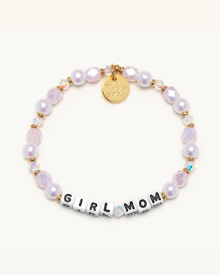 Bracelet with 'GIRL MOM' charm on a white background