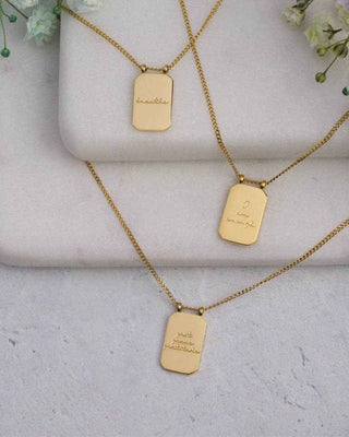 Powerful, Beautiful, Brilliant, and Brave - inspire necklace: Yellow Gold