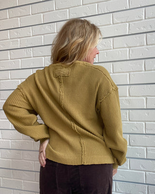 oversized mustard thermal top