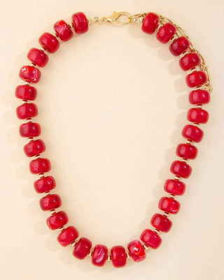 Marbled Chunky Rondelle Bead Statement Necklace: RD