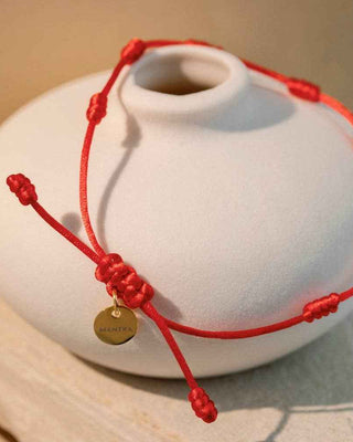 7 Knots of Protection bracelet - inspirational jewelry: Red Silk