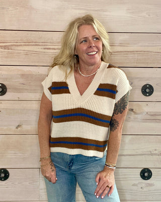 Saltwater Luxe Natural Striped Sweater Vest
